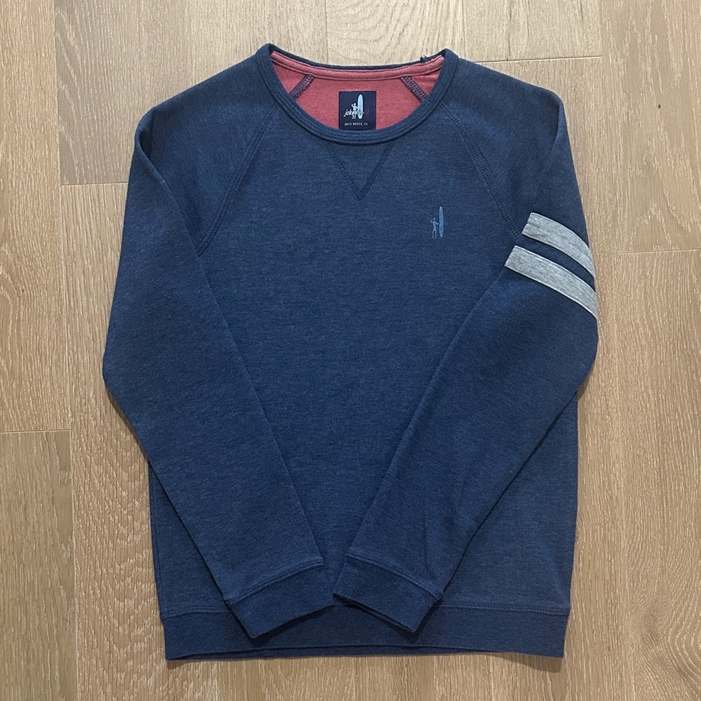 Boy’s Johnnie-O soft Navy Blue Sweatshirt with Gray Stripes - size 8